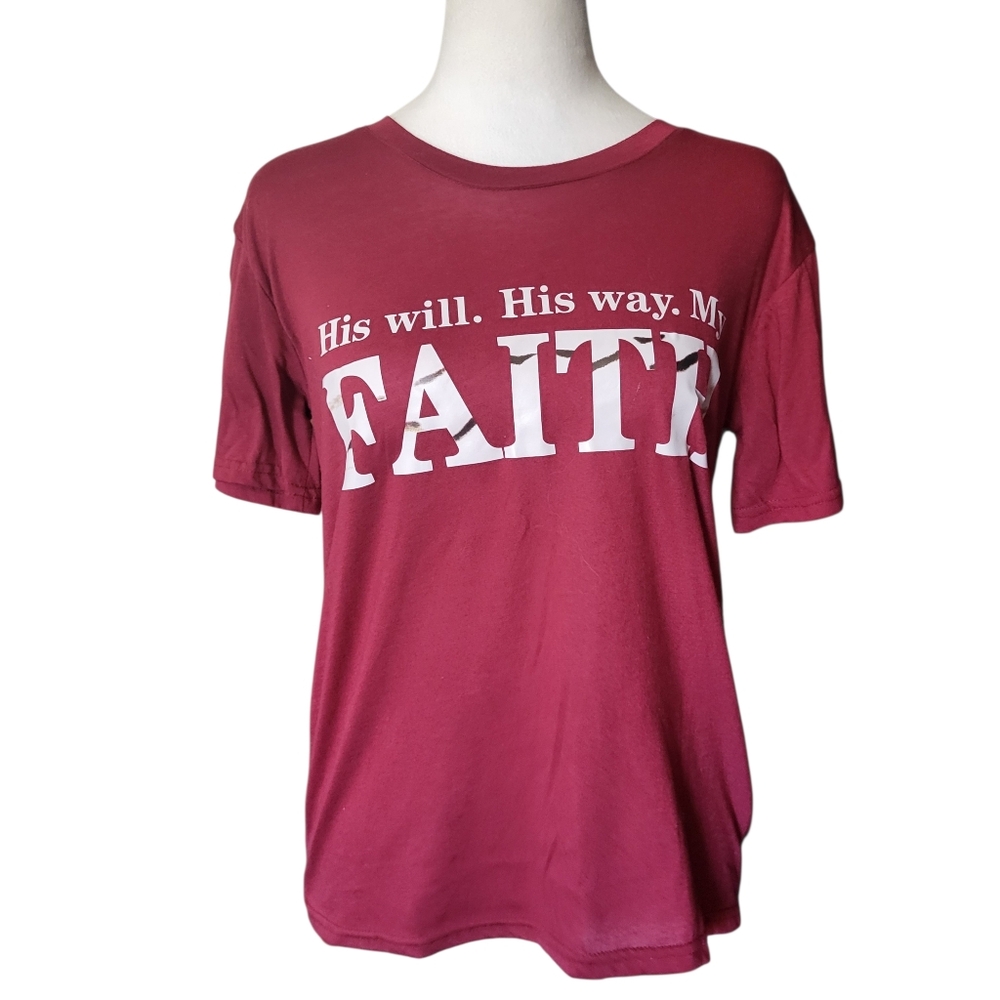 Unbranded Faith Tee Maroon sz S